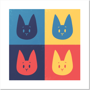 Color Block Cat Pattern Posters and Art